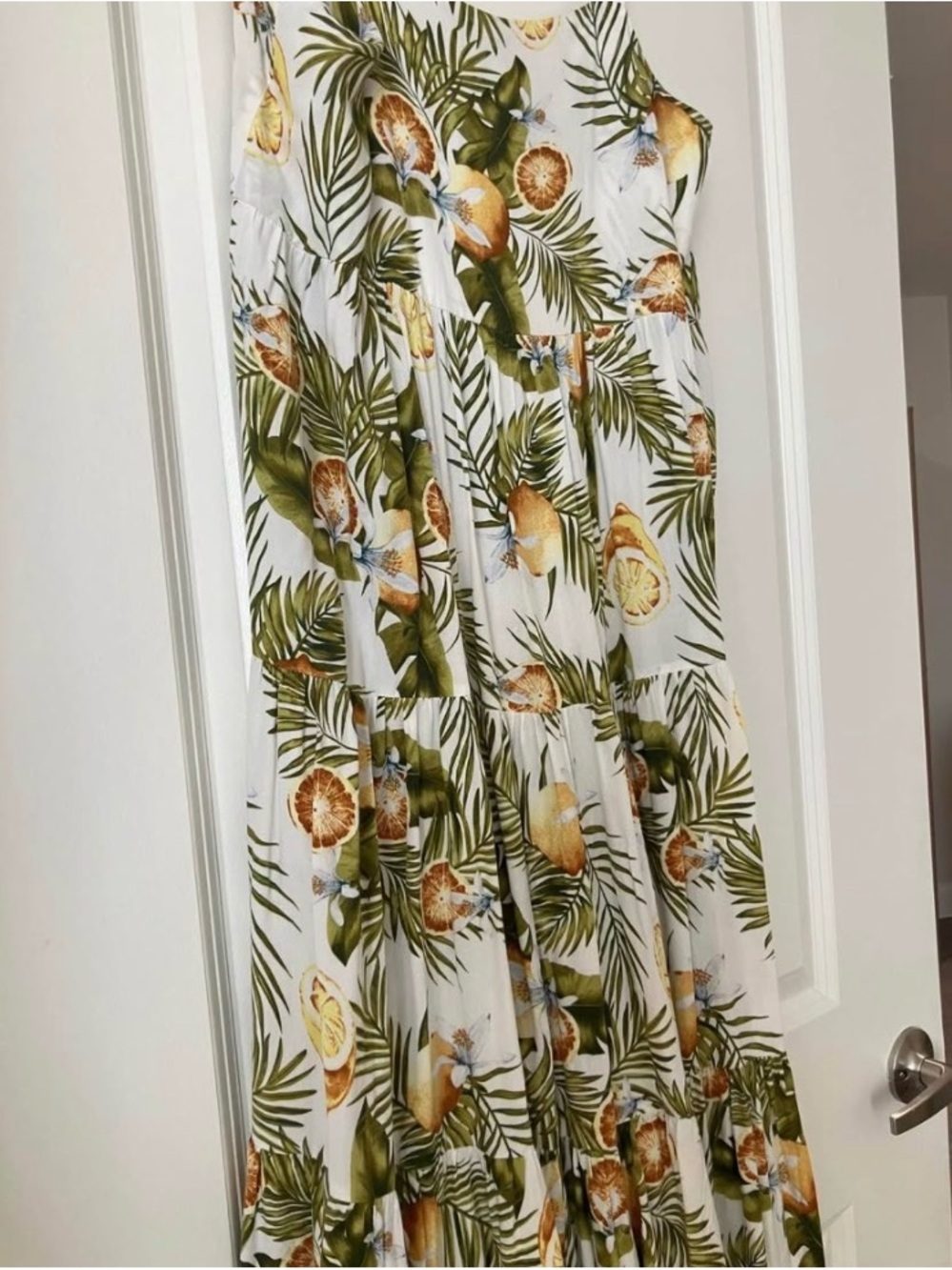 Tropical Lemon Print Maxi Dress